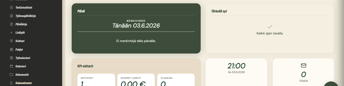 Raslak-portaalin projektidashboard